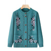 O-neck Women Autumn Winter Coat Middle-Aged Elderly Mother Knitting Cardigan Sweater Coat Warm Loose Jacket Grandma Clothin