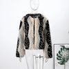 Print Faux Fur Jackets Women Loose O Neck Long Sleeves Fluffy Warm Parka Female Winter Chic Street Outwears