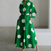 Women Elegant Shirt Dress Spring Autumn Long Sleeve Solid Color Print Maxi Dresses Casual Office Lady Dress Vestidos