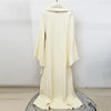 High Street Designer Party vestido Women's Flare Sleeve Scarf Pearls Beaded Maxi Long Dress