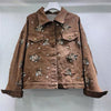 European and American Style High Street Denim Patchwork Suit for Women Long-sleeved Loose Jackets