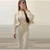 Solid Color Jacket Flared Trousers Woman Set Round Neck Zipper Jackets High Waist Long Pants Casual Versatile Women's Sets