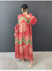 Vintage Chic Printting Straight Pleated Women's Dress Hand-Cranked Floral Long Dresses Spring Clothing 2DB6498