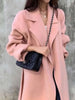 Pink Double Sided Cashmere Coat Women's Mid Length Autumn Winter High End Split Belt Coats Streetwear 2DA7712