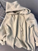 Korean Gray Hood Sweater Outerwear Women Loose Spring Autumn and Winter Outdoor Thickened Knitted Double Zipper Hoodie Coats