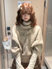 Cute twist knitted pullover cape sweater for women autumn and winter loose and thick high-neck design youthful mid-sleeved top