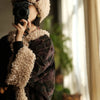 Women Corduroy Print Floral Parkas Red Winter Coats Warm Patchwork Wool Plus Cotton Women Loose Pullover Parkas