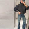 Spring Green Suede Bomber Jacket For Women Vintage Stand Collar Zipper Long Sleeve Coats Lady Street Chic Outerwear