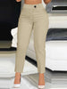 Women Elegant Autumn High Waist Slim Straight Casual Trousers Polyester Solid Color Office Lady Cropped Pants