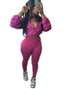 Street Women's Set Zipper Fly Crop Sweatshirt and Jogger Sweatpants Elegant Fall Sportwear Two 2-Piece Set Outfits