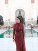 Solid Draped Neckline Long Dress Women Elegant Full Sleeve Cinched-waist Pleated Bodycon Robe Lady Chic Evening Dinner Gown