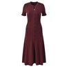 French Style Knitted Long Dress round Neck Hollow out Wooden Edge Skirt Elegant Autumn Women's One Piece Dress