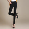 Spring Korean Black High Waisted Elastic Leg Pencil Pants Women's Solid Pockets Versatile Casual Straight Trousers