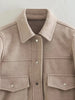 Jackets For Womens Autumn Solid Front Pockets Button Long Sleeve Jacket Elegant Woman Casual Outerwear Coat