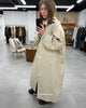 Women Solid Casual Long Trench Coat Lapel Collar Single Breasted Batwing Sleeve Windbreaker Oversized Outerwear