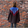 Women Bandana Print Blazer Jacket Triangle Scarf Tassel Fringe Back Loose Suit Coat Casual Office Lady Chic Jacket