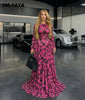 Women O-neck Long Sleeve Floral Print Pleated Maxi Dress Evening Sexy Party Birthday Vacation Long Dresses Vestidos