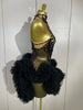 Black Diamonds Mesh Sexy See Through Cocktail Mini Dress Women Eveing Birthday Party Singer Nightclub Show Stage Costume