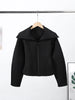 Stand Collar Side Placket Suit Jacket Women Elegant Long Sleeve Button Pocket Loose Coats Spring Chic Office Lady Outerwears