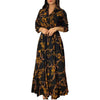 Digital Printed Single Breasted Long Dress Spring Autumn Women Women's Casual Long Sleeved Shirt Collar Dress