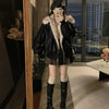 Winter Thick Warm Fleece Hooded Jacket Women Korean Loose Zipper Leather Coats Chic Full Faux Fur Lined Bomber Outerwear
