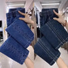 Women Jeans Spring Autumn Korean Wild Elastic Waist Straight Denim Pants Female Trousers Female