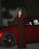 High Street Red Christma Hooded Long Sleeve Maxi Dress for Woman Slim Solid Bodycon Party Vestidos Elegant Autumn Dresses