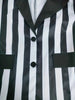 Casual Black and White Striped Print Vintage Blazers Women Fall Clothes Coat Notched Collar Single Breasted Outerwears