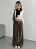Women Autumn Winter Corduroy Pant Retro Wide Leg Trousers Lady Casual High Waist Solid Pants Street Chic Clothes