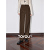 Women Casual Pants Autumn and Winter Mid Waist Workwear Style Straight Woolen Pants