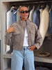 Women Faux Suede Cropped Utility Jacket Stand Collar Zip Pocket Epaulet Long Sleeve Short Coat Autumn Street Daily Casual Outfit