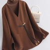 Mom's Women's Horn Buckle National Wind Coat Double-sided Woolen Female Short Loose Jacket Chinese Frenulum Overwear