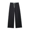 Women Solid Lace Up Side Zipper Straight Pants Vintage High Elastic Waist Female Chic Lady Trousers