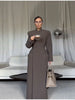 Women's Long Coat Slim V Neck Single Breasted Overcoats Shoulder Pad Maxi Jackets with Belt Winter Lady Commute Outwear