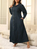 Plus Size Dresses for Women Denim Button Solid Long Elegant Maxi Dress Fall Winter Clothes