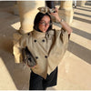Women's Trench Cape Coat Vintage Double Breasted Short Trench Style Poncho Female Spring Woman Street Outerwear