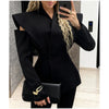 Chic Solid Waist Cinching Blazer Coat Women Wide Shoulder Split Sleeves Single Button Jacket Spring Lady Street Jackets