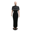 Women Short Cloak Sleeve Rhinestone Bodycon Long Dress Fall Vacation Evening Birthday Night Party Vestidos Sexy Dresses