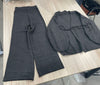 Women's Knit 2 Piece Set Lace-up Gathered Wast Cardigan Coats High Waist Wide Leg Pants Winter 26C1023