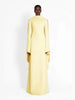 High Neck Cape Sleeve Slim-Fit Maxi Dress Pearl Trim Solid Color Floor Length Modest Abaya Style Formal Occasion Women