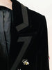 High Street F/W Designer Jacket Women's Single Button Rhinestone Diamonds Beaded Bee Velvet Long Blazer