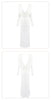 White Swinging Collar Long Dress For Women Ruched High Waist Long Sleeves Slim Elegant Evening Party Gowns