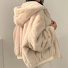 Autumn Winter Thicken Jackets Women Casual Loose Zipper Warm Fleece Hooded Parkas Female Double-Layer Simple Plush Coats