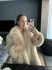 Thick Cotton Winter Fur Coat Women Suit Collar White Medium Long Fox Fur Overcoat Fury Plush Jacket