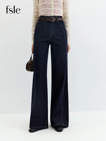 Slim Denim Jeans for Women Autumn Style Mid-waisted Zipper Flared Pants Cotton Retro Solid Chic Streetwear