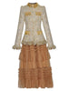 Women's Stand Collar Beaded Tassel Tweed Jacket Elastic Waist Mesh Skirt Two-Piece Set Autumn Collection