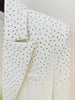 High Street Designer Runway Women's Slim Fit Single Button Rhinestone Diamonds Beaded Blazer Jacket