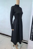 French Style Black A-Line Dresses Women Elegant High Waist Long Sleeve Midi Dress Autumn Winter Slim Fit Maxi Dress