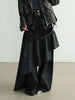 High Elastic Waist Black Pleated Ruffles Long Wide Leg Pants Trousers Women Tide Spring Autumn 1DH8255