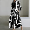 Women Elegant Shirt Dress Spring Autumn Long Sleeve Solid Color Print Maxi Dresses Casual Office Lady Dress Vestidos
